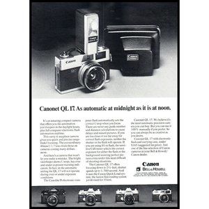 1971 Canon Canonet QL 17 Automatic Film Camera Vintage Print Ad Photography Art